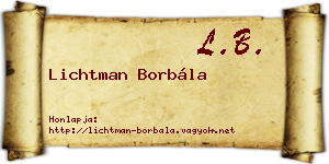 Lichtman Borbála névjegykártya